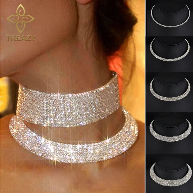 Treazy Diamante Rhinestone Choker Necklace — Swuffy