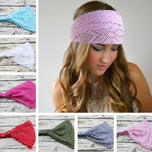Girl Stretchy Wide Lace Headband — Swuffy