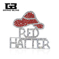 Rhinestone Red Hatter Word Brooch — Swuffy