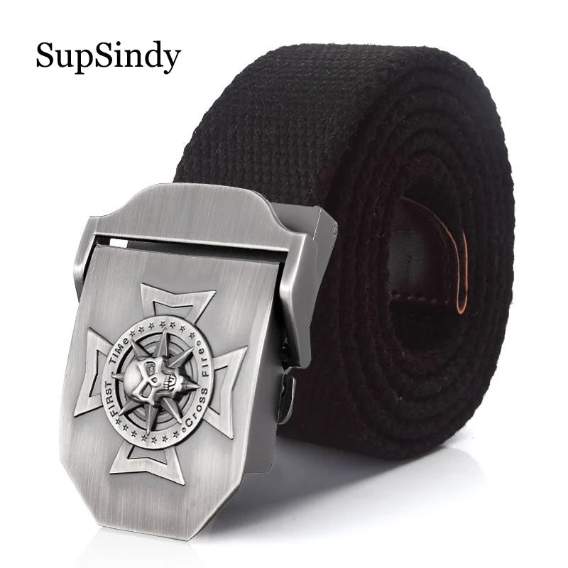 Supsindy Canvas Belt Cross Skull — Swuffy