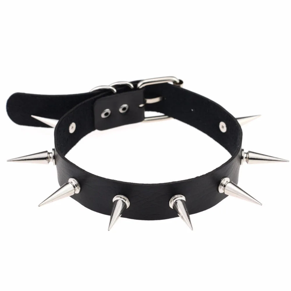 Black Spike Choker Belt Collar — Swuffy