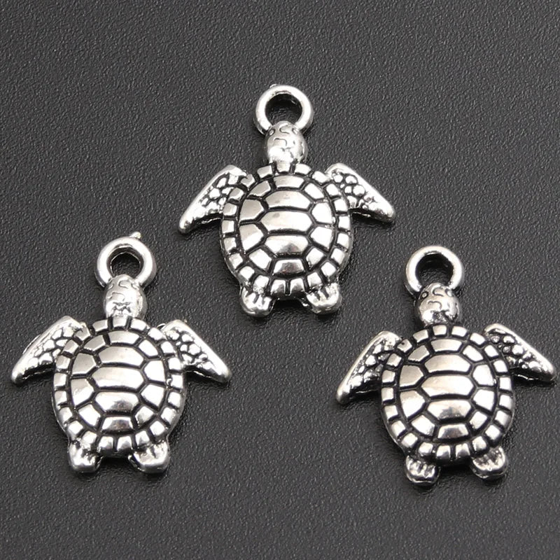 Silver Zinc Alloy Turtle Charms — Swuffy