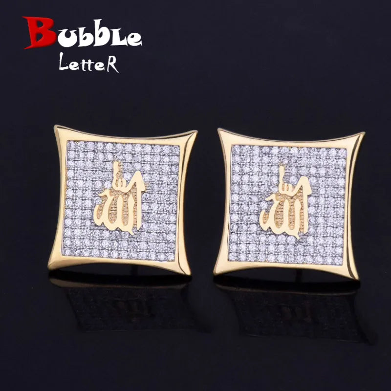 Religious Allah Gold Arabic Earrings — Swuffy