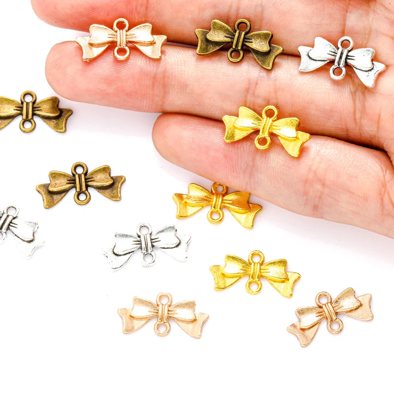 Antique Silver Metal Bow Charms — Swuffy