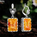 Oblong Synthetic Ambers Earrings Antique — Swuffy