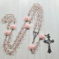 Qigo Pink Rose Crystal Rosary — Swuffy