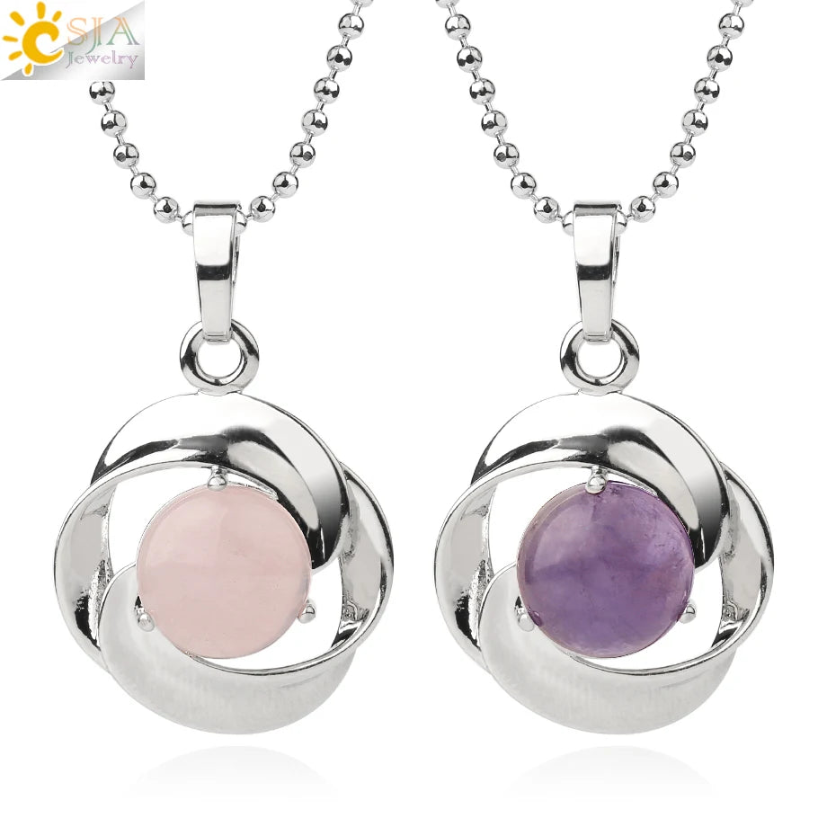 Csja Natural Stone Pendant Necklace — Swuffy