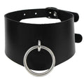 Black Leather Round Choker Necklace — Swuffy